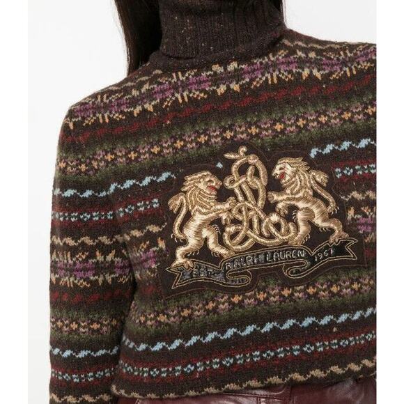 Ralph Lauren Purple Label Fair-isle Knit Embroidered Sweater S IT NWT $2490 - Picture 4 of 12